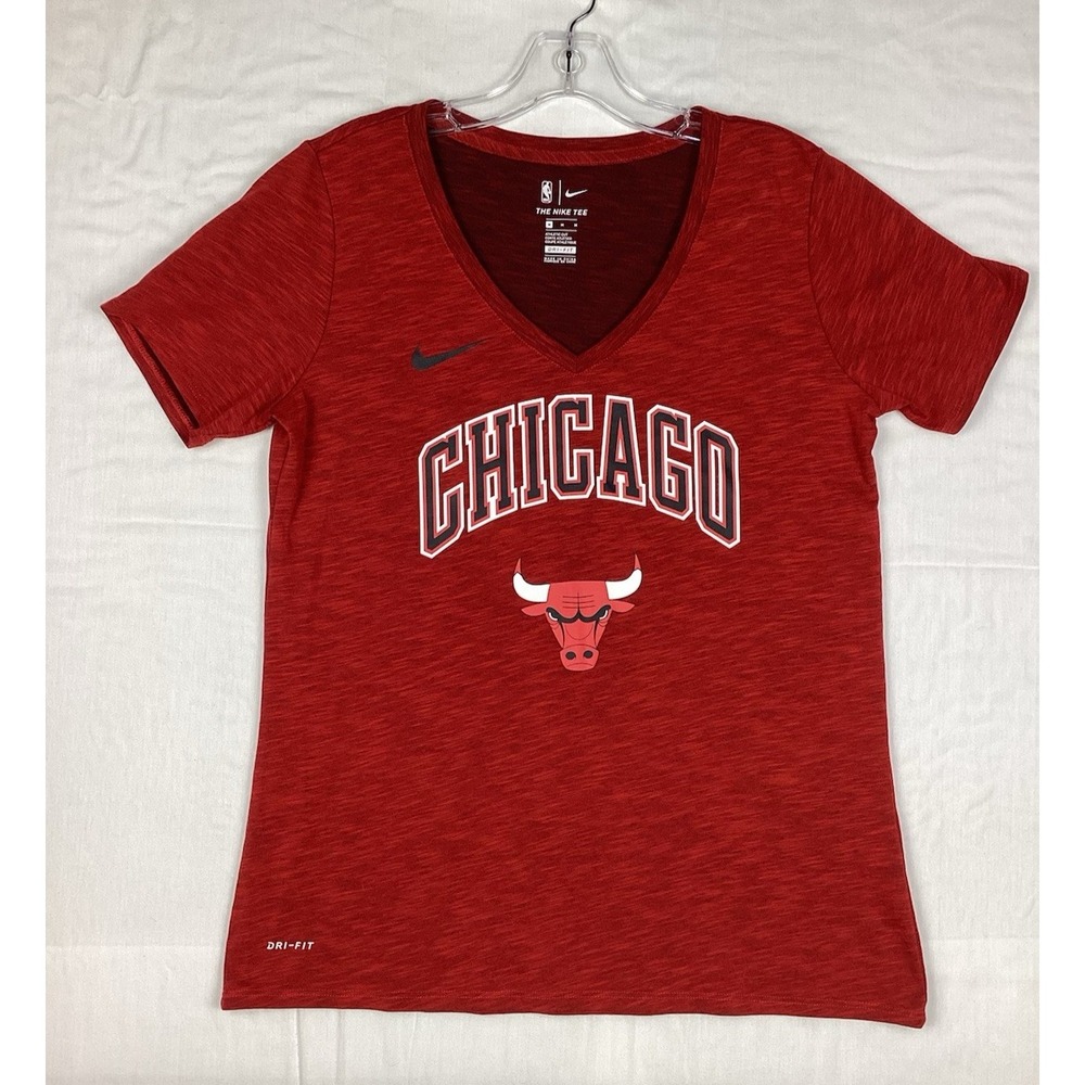 Nike Chicago Bulls Dri Fit V Neck Shirt Women's Size Medium, Basketball